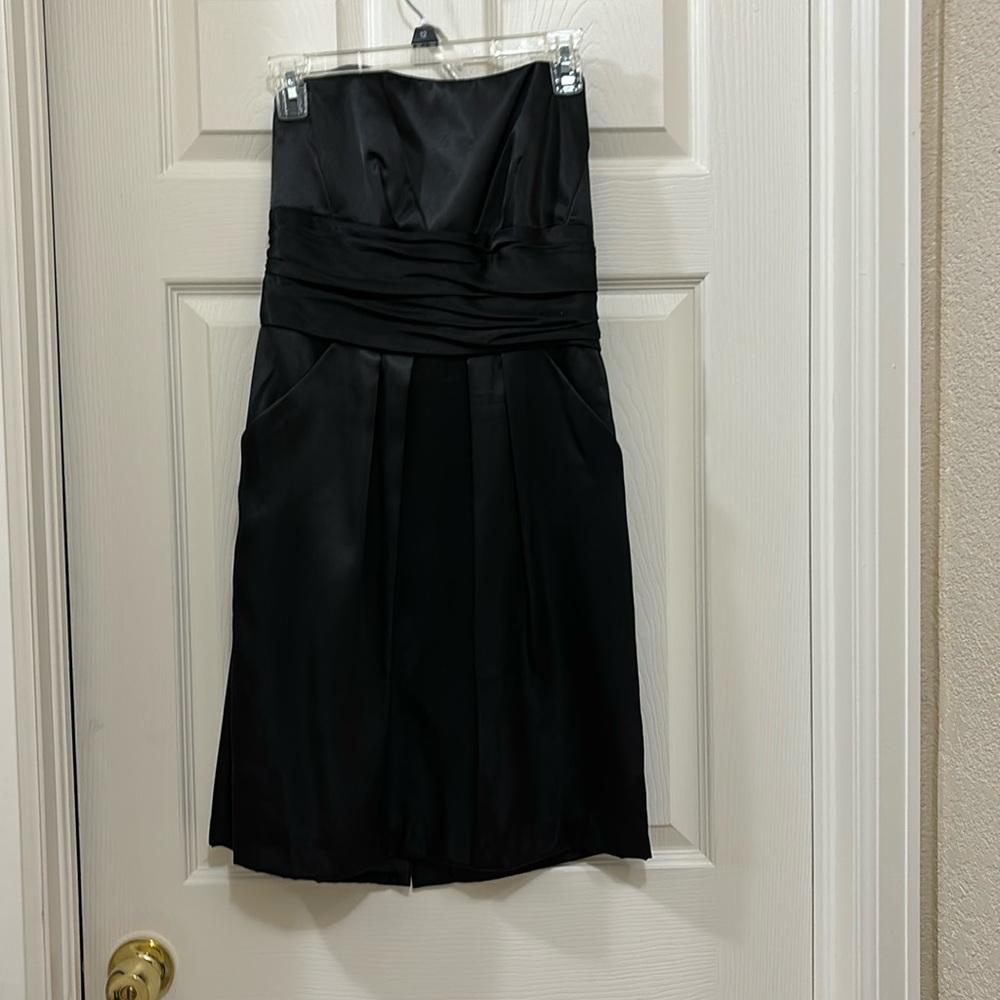 Women’s strapless cocktail dress or bridal wear.